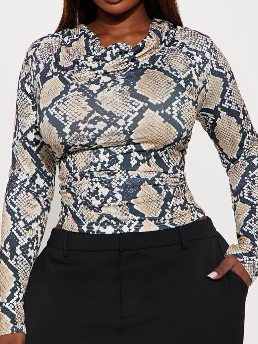 Long Sleeve Cowl
Neck Top - Black/combo  size: M